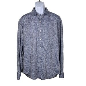 Robert Graham Mens 2XL Blue Paisley Floral Long Sleeve Button Down Cotton Shirt